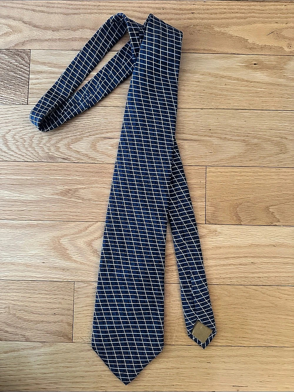 Saint Laurent Men's Checkered Tie in Blue & White